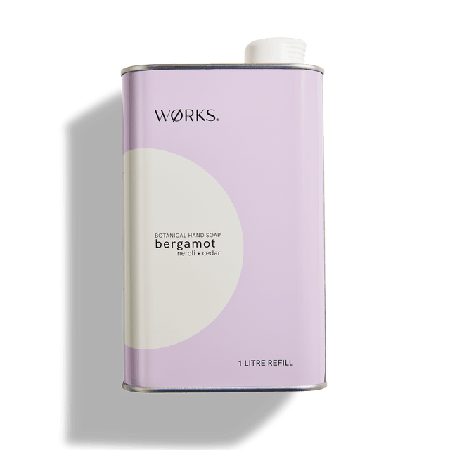 WØRKS Bergamot Hand Soap Refill – natural hand wash refill in 1L aluminium canister