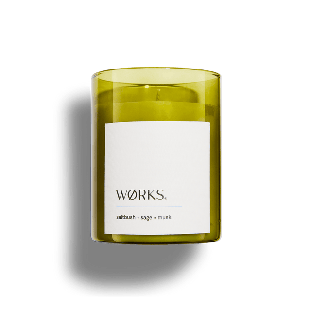 Saltbush candle in minimalist smoked glass, standalone product image