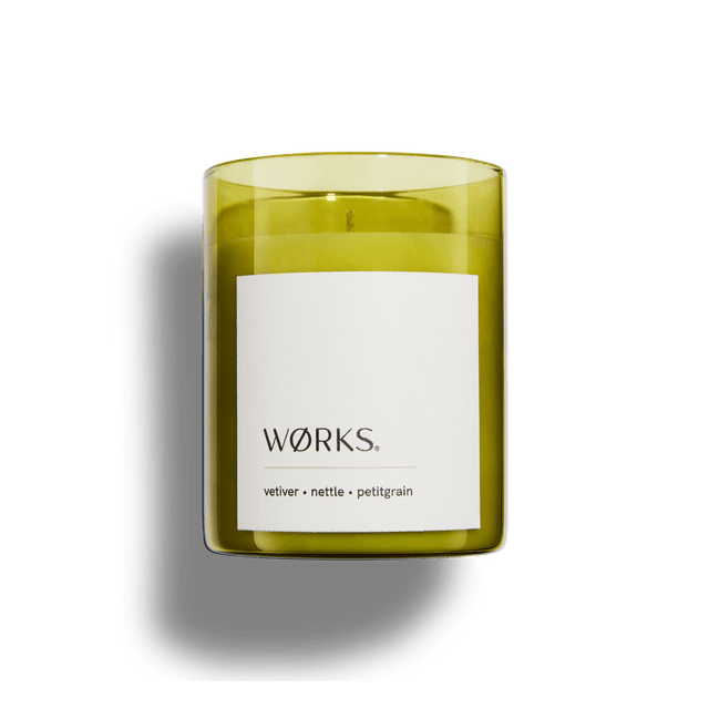 Vetiver candle in minimalist smoked glass, standalone product image