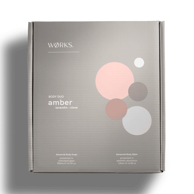 WØRKS Amber gift box product pairing in aesthetic composition