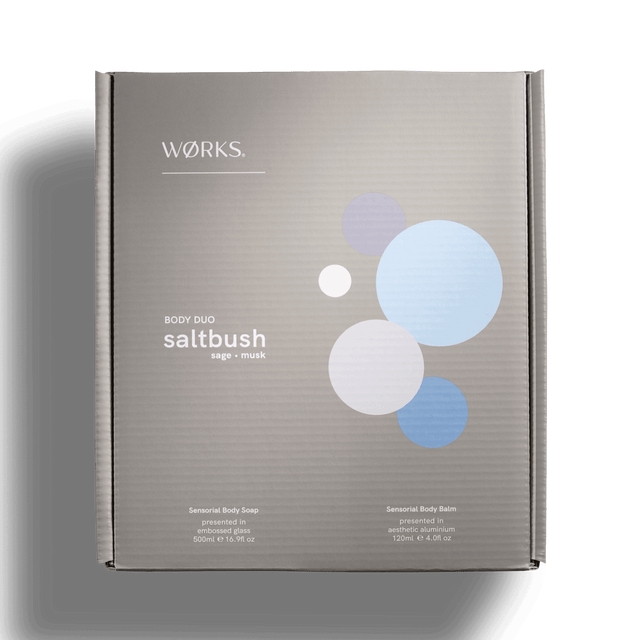 Open gift box with Saltbush products, styled for visual impact