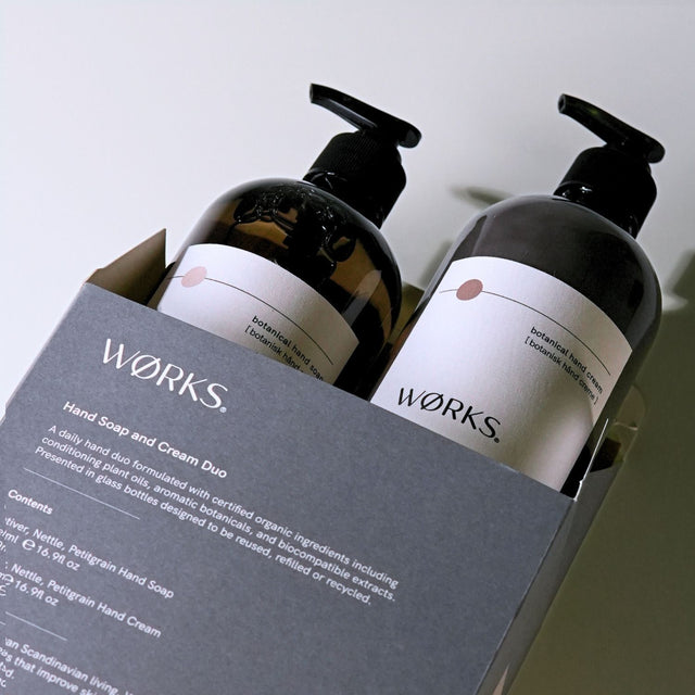 Vetiver Duo Gift Box — 500ml hand soap and cream in minimalist gift packaging