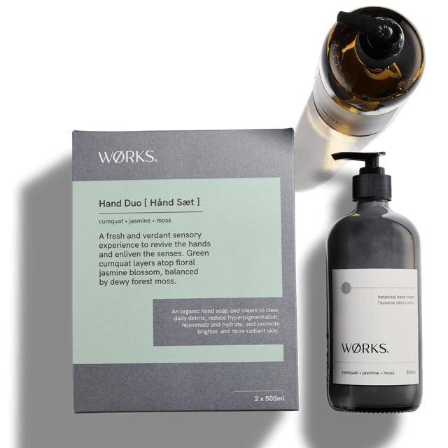 Cumquat Hand Care Duo — 500ml hand soap and cream, front product view