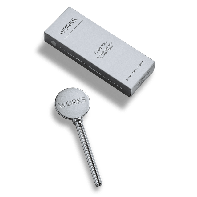 WØRKS Aluminium Tube Key shown with its packaging box