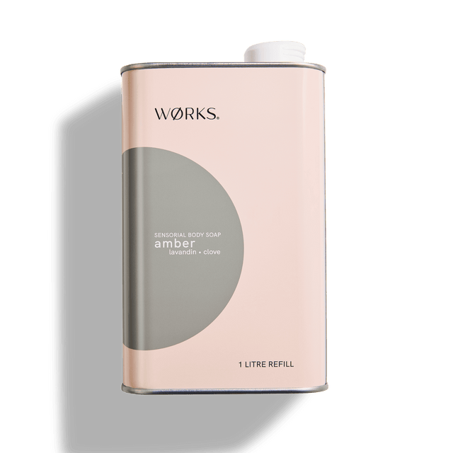 WØRKS Amber Soap Refill – natural body wash refill in 1L aluminium canister