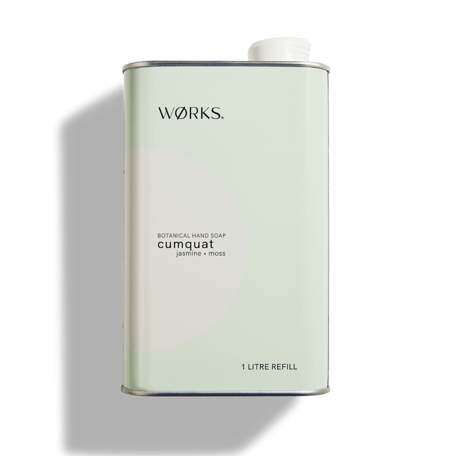 WØRKS Cumquat Hand Soap Refill – fresh botanical hand wash refill in 1L aluminium canister