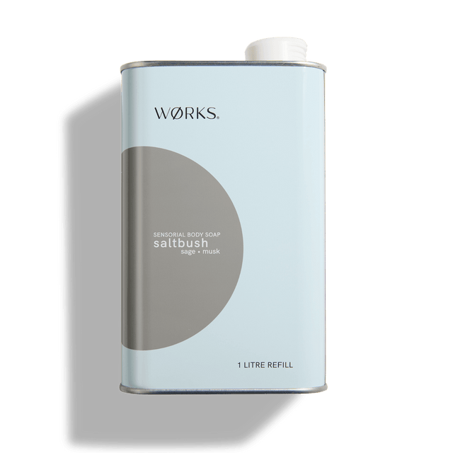 WØRKS Saltbush Soap Refill – Australian native body wash refill in 1L aluminium canister